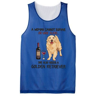 A Woman Gift Cannot Survive On Wine Alone Golden Retriever Gift Mesh Reversible Basketball Jersey Tank