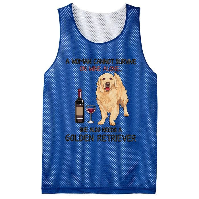 A Woman Gift Cannot Survive On Wine Alone Golden Retriever Gift Mesh Reversible Basketball Jersey Tank