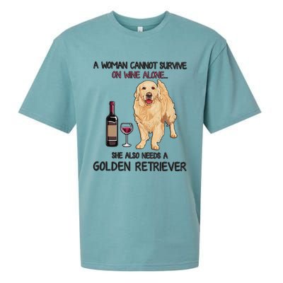 A Woman Gift Cannot Survive On Wine Alone Golden Retriever Gift Sueded Cloud Jersey T-Shirt