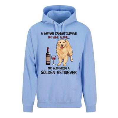 A Woman Gift Cannot Survive On Wine Alone Golden Retriever Gift Unisex Surf Hoodie