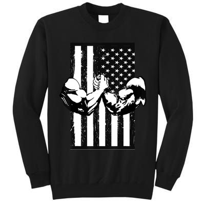 Arm Wrestling Gift USA Flag Armwrestling Sports Power Gift Idea Gift Tall Sweatshirt