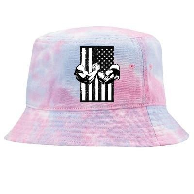 Arm Wrestling Gift USA Flag Armwrestling Sports Power Gift Idea Gift Tie-Dyed Bucket Hat