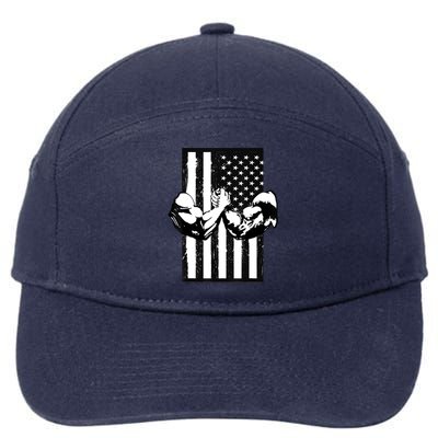 Arm Wrestling Gift USA Flag Armwrestling Sports Power Gift Idea Gift 7-Panel Snapback Hat