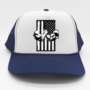 Arm Wrestling Gift USA Flag Armwrestling Sports Power Gift Idea Gift Trucker Hat