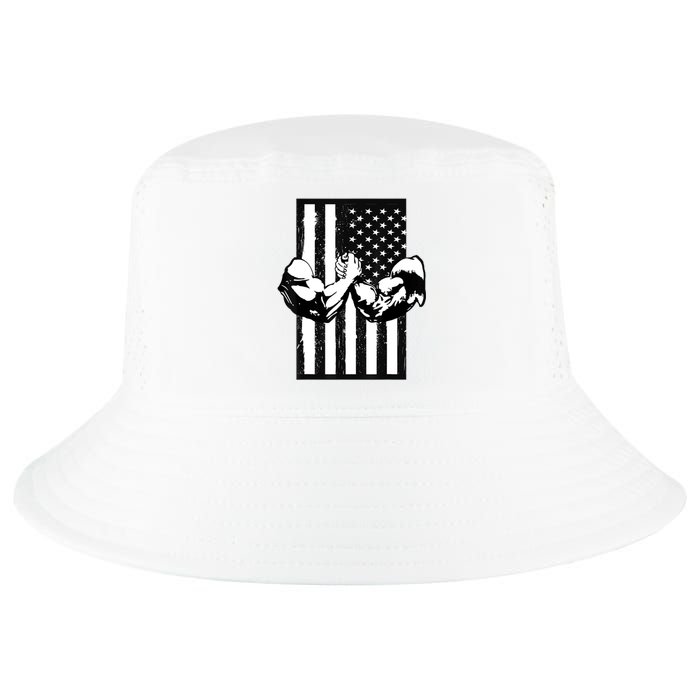 Arm Wrestling Gift USA Flag Armwrestling Sports Power Gift Idea Gift Cool Comfort Performance Bucket Hat