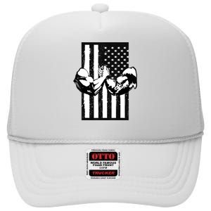 Arm Wrestling Gift USA Flag Armwrestling Sports Power Gift Idea Gift High Crown Mesh Back Trucker Hat