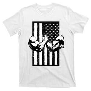 Arm Wrestling Gift USA Flag Armwrestling Sports Power Gift Idea Gift T-Shirt