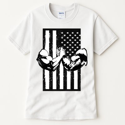 Arm Wrestling Gift USA Flag Armwrestling Sports Power Gift Idea Gift Tall T-Shirt