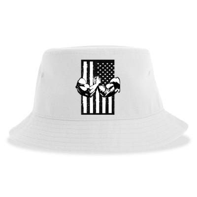 Arm Wrestling Gift USA Flag Armwrestling Sports Power Gift Idea Gift Sustainable Bucket Hat