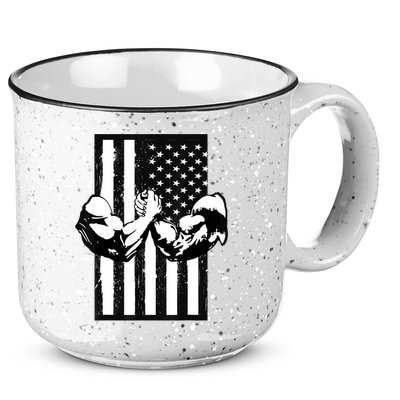 Arm Wrestling Gift USA Flag Armwrestling Sports Power Gift Idea Gift 15oz Campfire Ceramic Mug