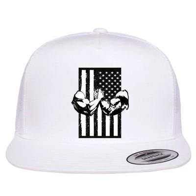 Arm Wrestling Gift USA Flag Armwrestling Sports Power Gift Idea Gift Flat Bill Trucker Hat