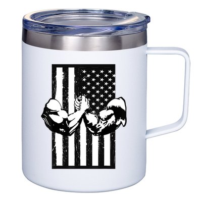 Arm Wrestling Gift USA Flag Armwrestling Sports Power Gift Idea Gift 12oz Stainless Steel Coffee Mug