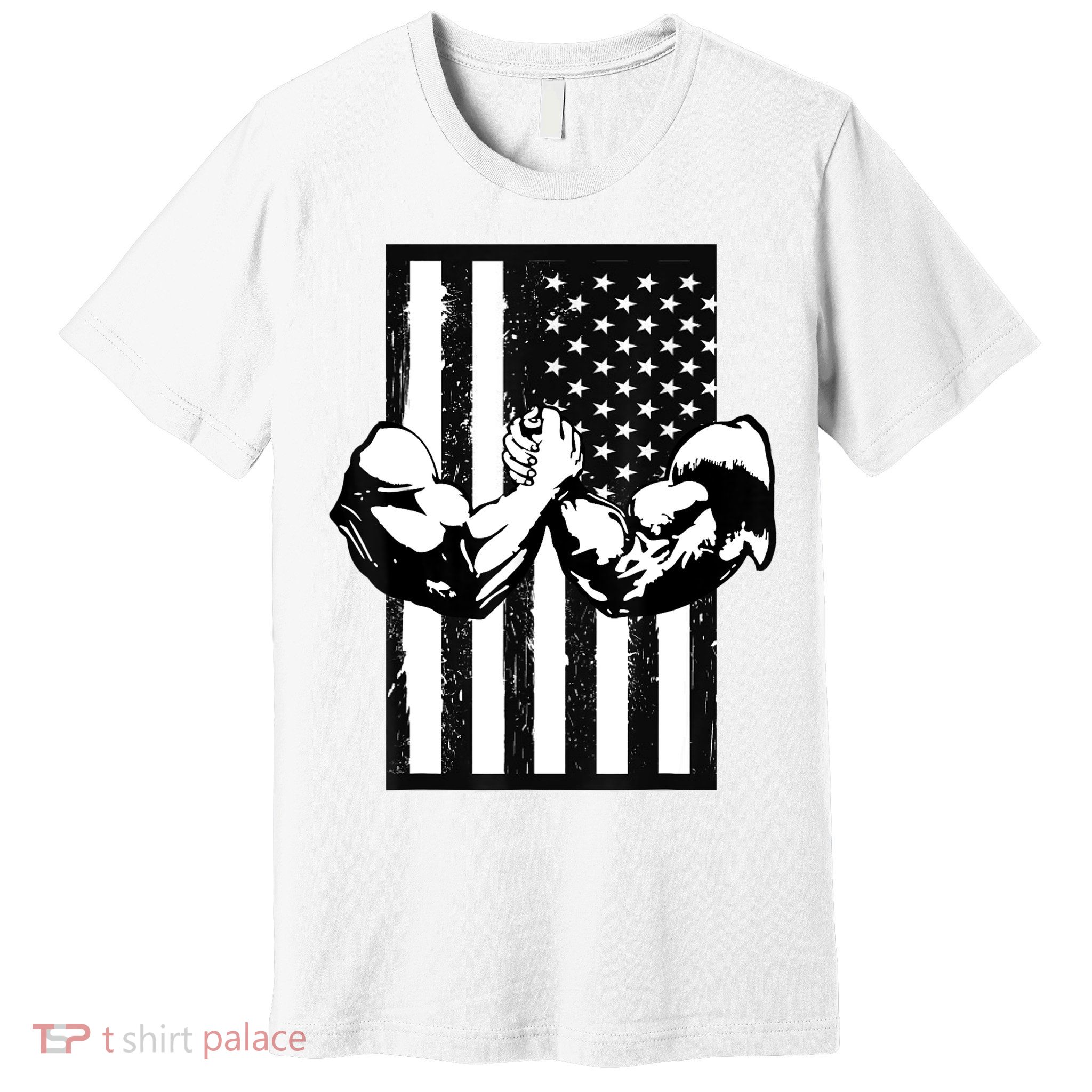 Arm Wrestling Gift USA Flag Armwrestling Sports Power Gift Idea Gift Premium T-Shirt