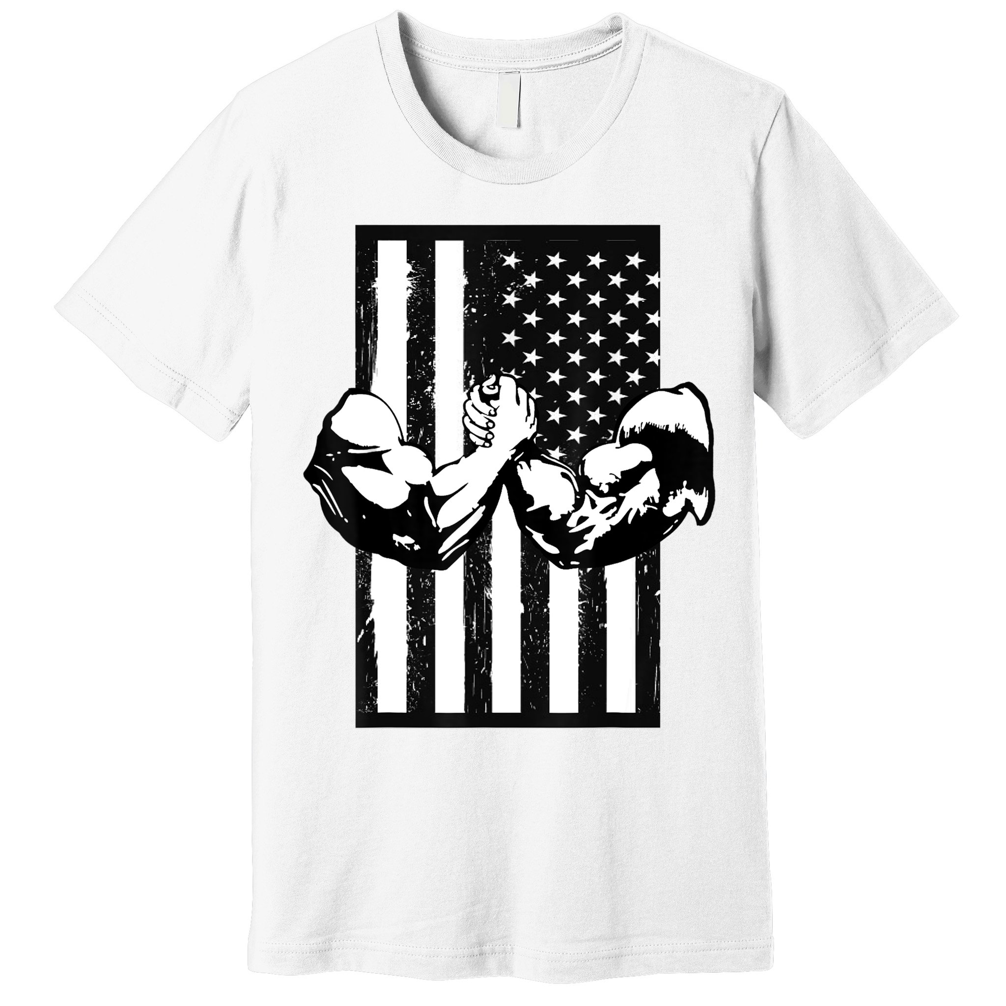 Arm Wrestling Gift USA Flag Armwrestling Sports Power Gift Idea Gift Premium T-Shirt