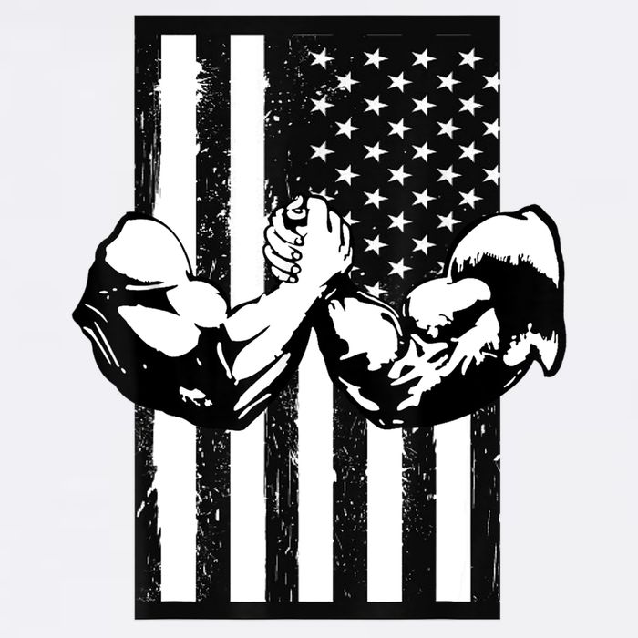Arm Wrestling Gift USA Flag Armwrestling Sports Power Gift Idea Gift Premium T-Shirt