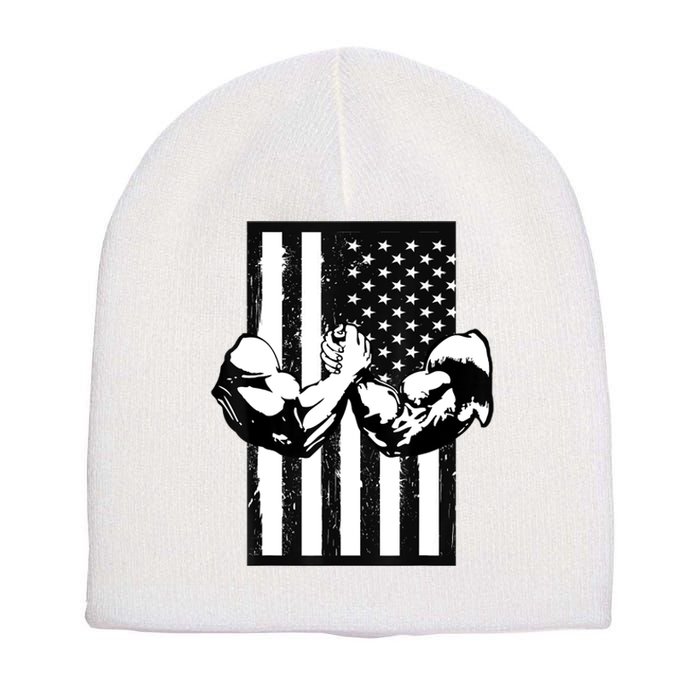 Arm Wrestling Gift USA Flag Armwrestling Sports Power Gift Idea Gift Short Acrylic Beanie