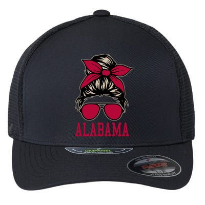 Alabama Wo Girl Mom Messy Bun Hair. Flexfit Unipanel Trucker Cap