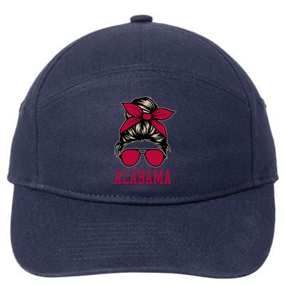 Alabama Wo Girl Mom Messy Bun Hair. 7-Panel Snapback Hat