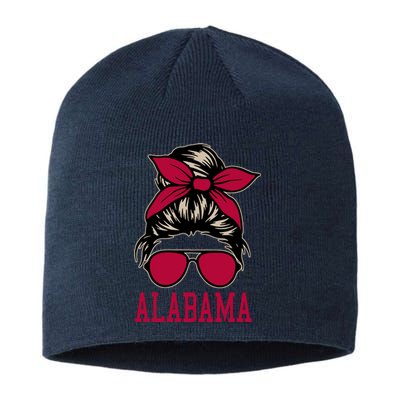 Alabama Wo Girl Mom Messy Bun Hair. Sustainable Beanie