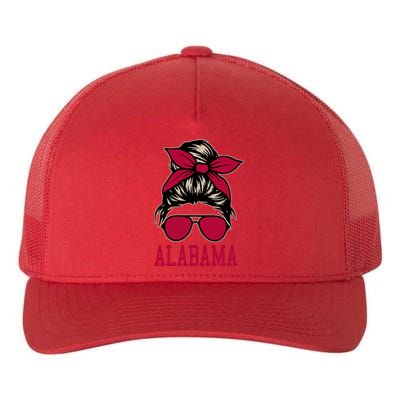 Alabama Wo Girl Mom Messy Bun Hair. Yupoong Adult 5-Panel Trucker Hat