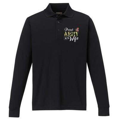 Army Wife Gift Performance Long Sleeve Polo