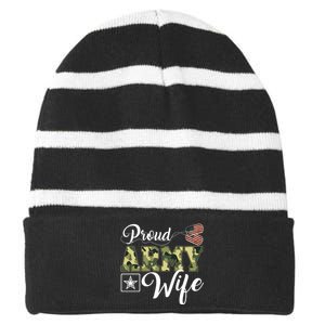 Army Wife Gift Striped Beanie with Solid Band