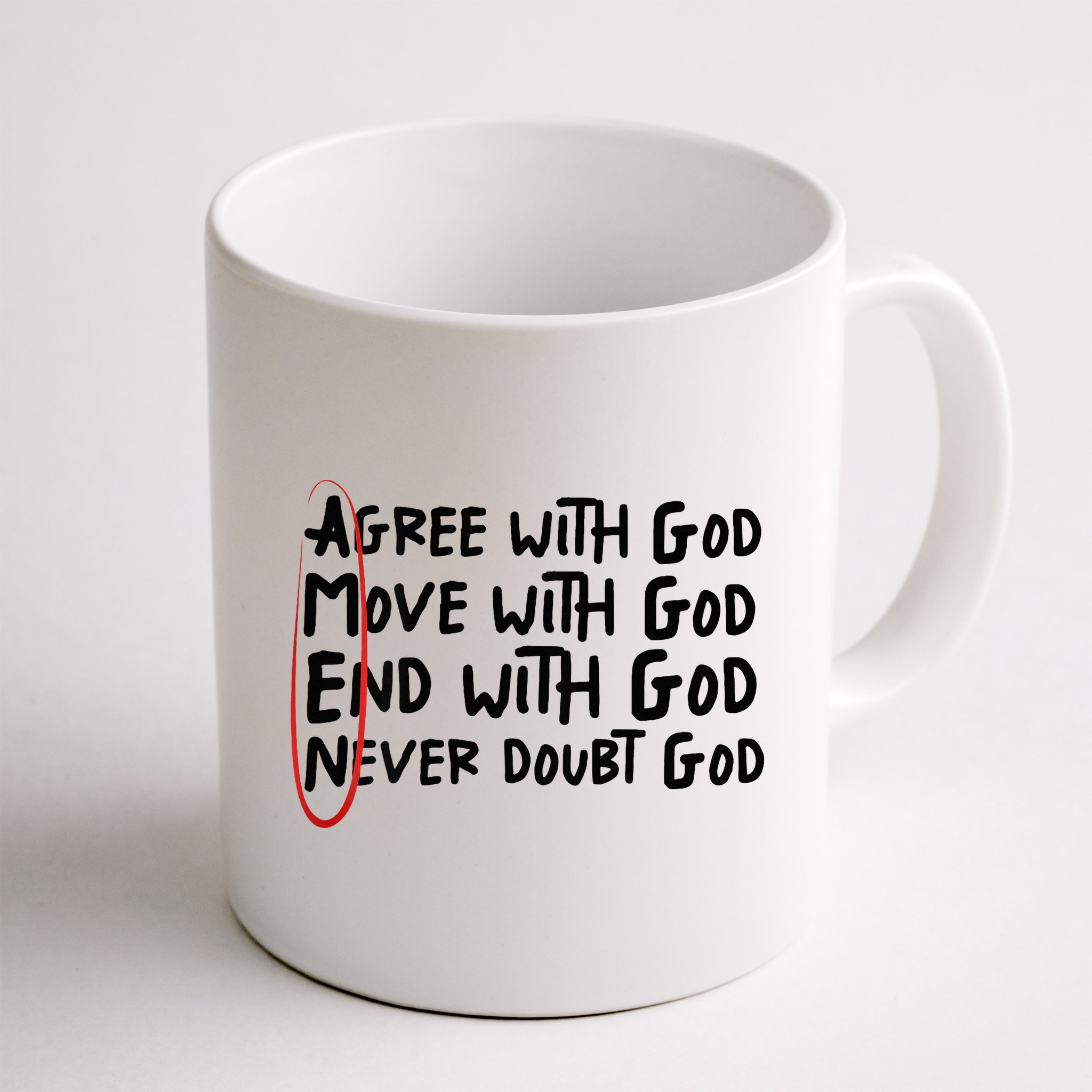 Agree With God Move With God End With God Never Doubt God Mug