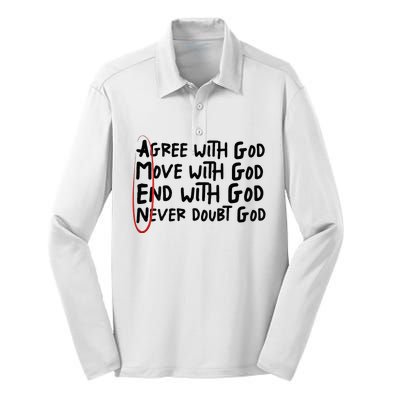 Agree With God Move With God End With God Never Doubt God Silk Touch Performance Long Sleeve Polo