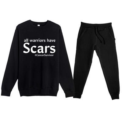 All Warriors Have Scars #CancerSurvivor Premium Crewneck Sweatsuit Set