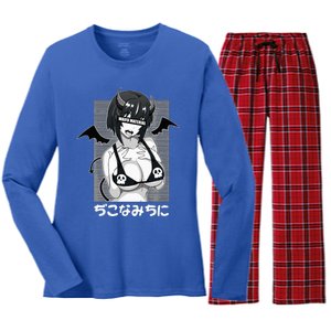 Anime Waifu Hentai Anime Lover Anime Girl Japanese Aesthetic Women's Long Sleeve Flannel Pajama Set 