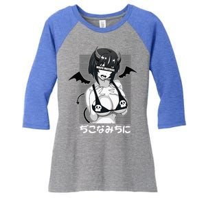 Anime Waifu Hentai Anime Lover Anime Girl Japanese Aesthetic Women's Tri-Blend 3/4-Sleeve Raglan Shirt