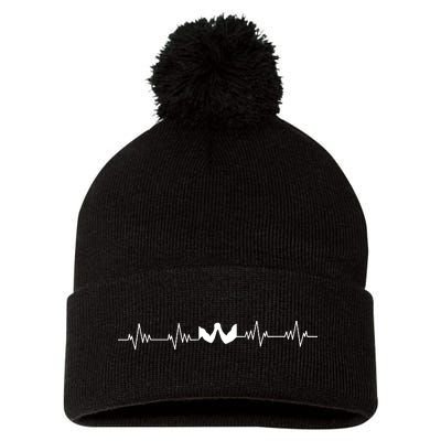 Arm Wrestling Heartbeat Pom Pom 12in Knit Beanie