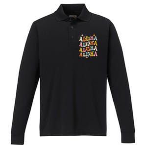 Aloha Women Hawaii Family Vacation Trip Girl Summer Groovy Performance Long Sleeve Polo