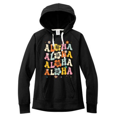 Aloha Women Hawaii Family Vacation Trip Girl Summer Groovy Women's Fleece Hoodie