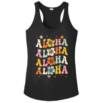 Aloha Women Hawaii Family Vacation Trip Girl Summer Groovy Ladies PosiCharge Competitor Racerback Tank