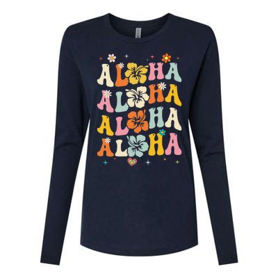 Aloha Women Hawaii Family Vacation Trip Girl Summer Groovy Womens Cotton Relaxed Long Sleeve T-Shirt