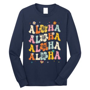 Aloha Women Hawaii Family Vacation Trip Girl Summer Groovy Long Sleeve Shirt