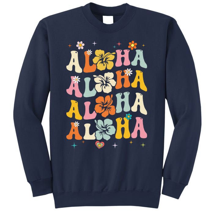 Aloha Women Hawaii Family Vacation Trip Girl Summer Groovy Sweatshirt