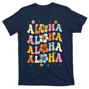 Aloha Women Hawaii Family Vacation Trip Girl Summer Groovy T-Shirt