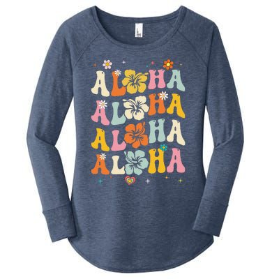 Aloha Women Hawaii Family Vacation Trip Girl Summer Groovy Women's Perfect Tri Tunic Long Sleeve Shirt