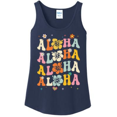 Aloha Women Hawaii Family Vacation Trip Girl Summer Groovy Ladies Essential Tank