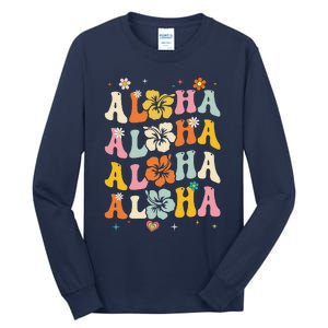 Aloha Women Hawaii Family Vacation Trip Girl Summer Groovy Tall Long Sleeve T-Shirt