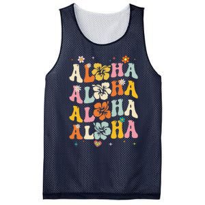 Aloha Women Hawaii Family Vacation Trip Girl Summer Groovy Mesh Reversible Basketball Jersey Tank