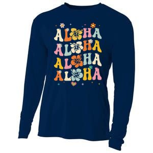 Aloha Women Hawaii Family Vacation Trip Girl Summer Groovy Cooling Performance Long Sleeve Crew