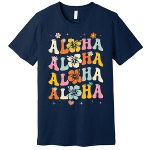 Aloha Women Hawaii Family Vacation Trip Girl Summer Groovy Premium T-Shirt