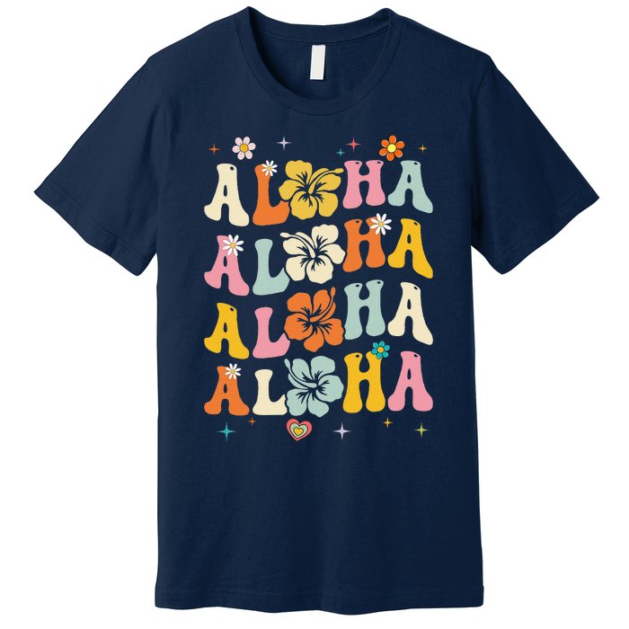 Aloha Women Hawaii Family Vacation Trip Girl Summer Groovy Premium T-Shirt