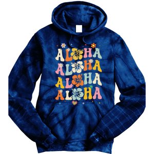 Aloha Women Hawaii Family Vacation Trip Girl Summer Groovy Tie Dye Hoodie