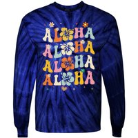 Aloha Women Hawaii Family Vacation Trip Girl Summer Groovy Tie-Dye Long Sleeve Shirt