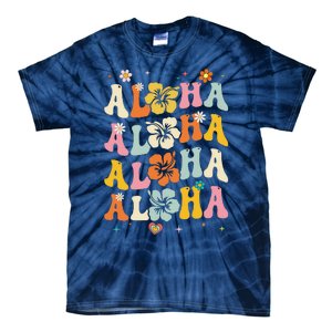 Aloha Women Hawaii Family Vacation Trip Girl Summer Groovy Tie-Dye T-Shirt