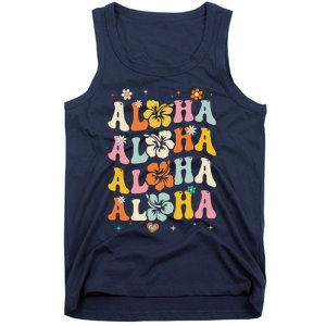 Aloha Women Hawaii Family Vacation Trip Girl Summer Groovy Tank Top